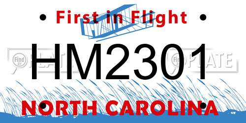 HM2301 North Carolina License Plate