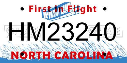 HM23240 North Carolina License Plate