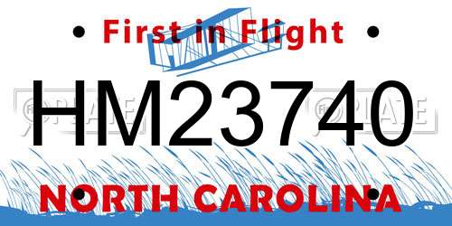 HM23740 North Carolina License Plate
