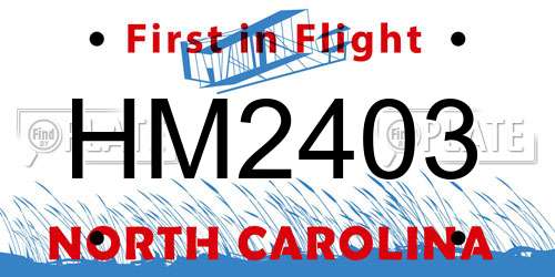 HM2403 North Carolina License Plate