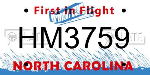 HM3759 North Carolina License Plate