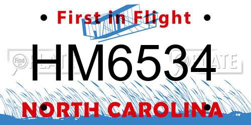 HM6534 North Carolina License Plate