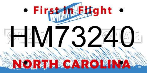 HM73240 North Carolina License Plate
