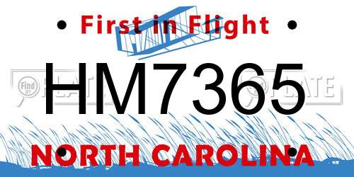 HM7365 North Carolina License Plate