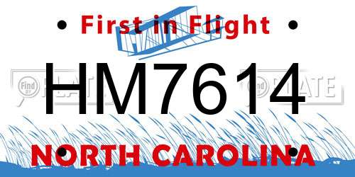HM7614 North Carolina License Plate