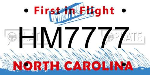 HM7777 North Carolina License Plate