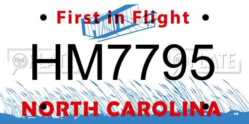 HM7795 North Carolina License Plate