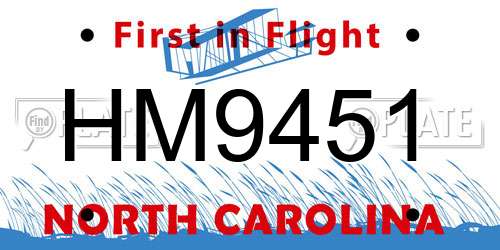HM9451 North Carolina License Plate