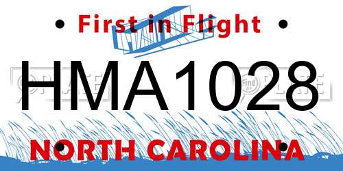 HMA1028 North Carolina License Plate
