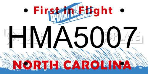 HMA5007 North Carolina License Plate