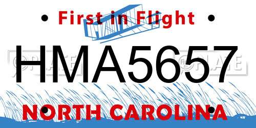 HMA5657 North Carolina License Plate