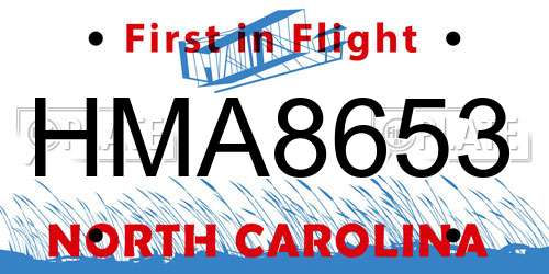 HMA8653 North Carolina License Plate