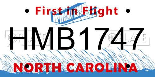 HMB1747 North Carolina License Plate