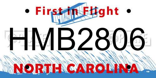 HMB2806 North Carolina License Plate