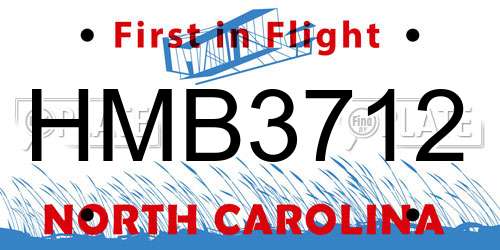 HMB3712 North Carolina License Plate