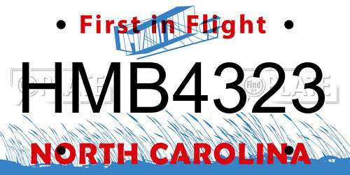 HMB4323 North Carolina License Plate