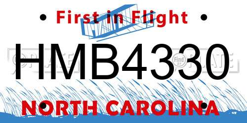 HMB4330 North Carolina License Plate