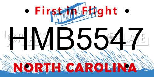 HMB5547 North Carolina License Plate