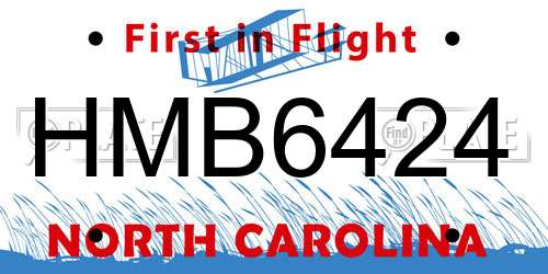 HMB6424 North Carolina License Plate