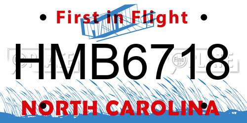 HMB6718 North Carolina License Plate
