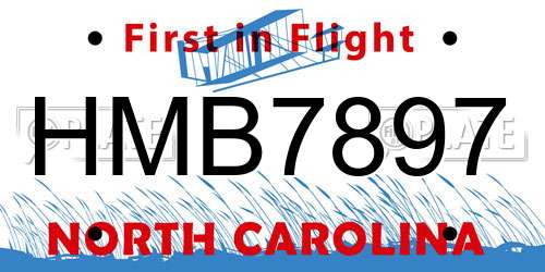 HMB7897 North Carolina License Plate