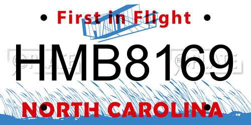 HMB8169 North Carolina License Plate