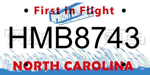 HMB8743 North Carolina License Plate