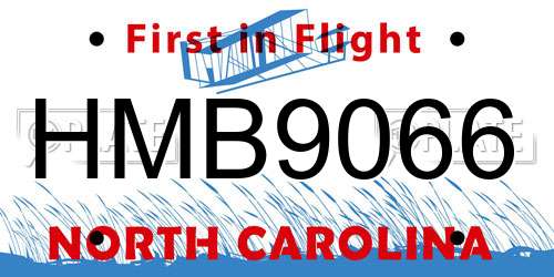 HMB9066 North Carolina License Plate