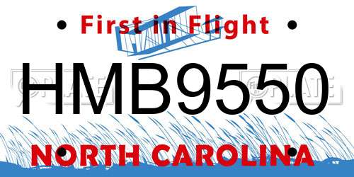 HMB9550 North Carolina License Plate