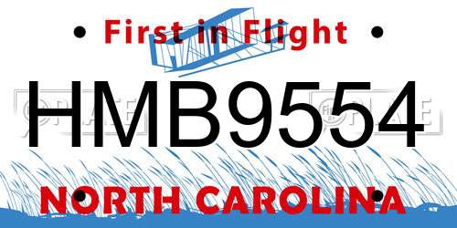 HMB9554 North Carolina License Plate