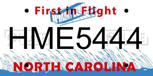 HME5444 North Carolina License Plate