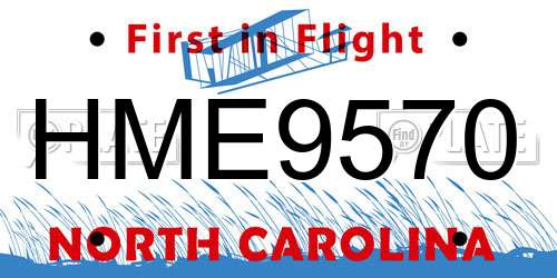 HME9570 North Carolina License Plate