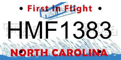 HMF1383 North Carolina License Plate
