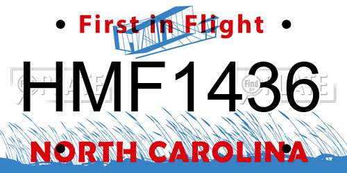 HMF1436 North Carolina License Plate