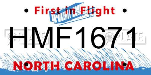 HMF1671 North Carolina License Plate