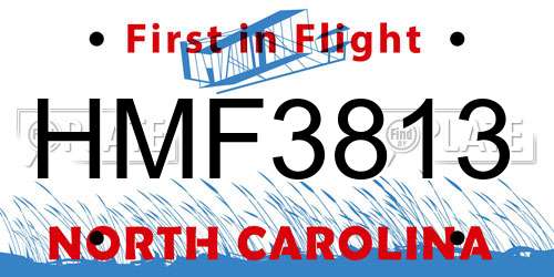 HMF3813 North Carolina License Plate