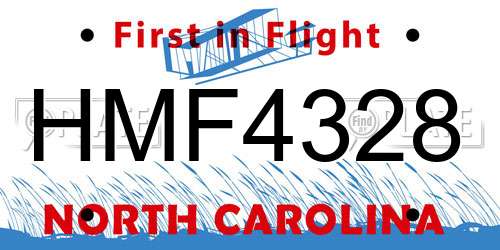 HMF4328 North Carolina License Plate