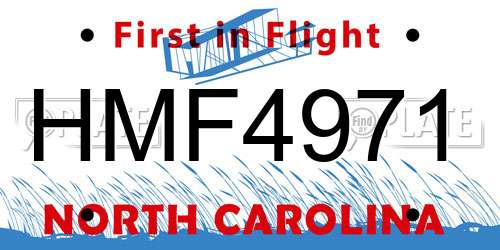 HMF4971 North Carolina License Plate