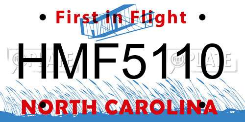 HMF5110 North Carolina License Plate