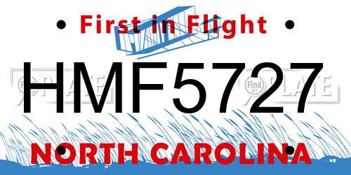 HMF5727 North Carolina License Plate