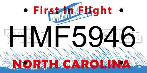 HMF5946 North Carolina License Plate
