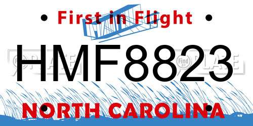 HMF8823 North Carolina License Plate