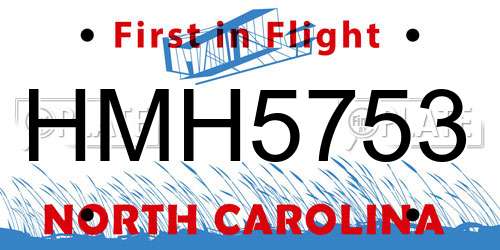 HMH5753 North Carolina License Plate