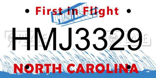 HMJ3329 North Carolina License Plate