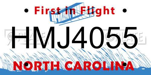 HMJ4055 North Carolina License Plate