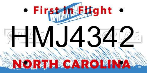 HMJ4342 North Carolina License Plate