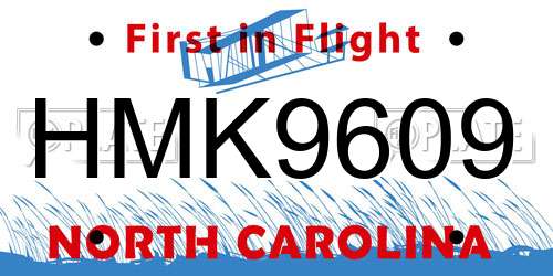 HMK9609 North Carolina License Plate