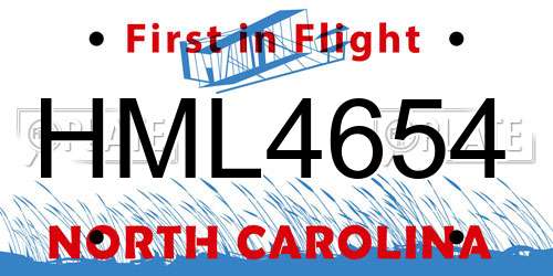 HML4654 North Carolina License Plate