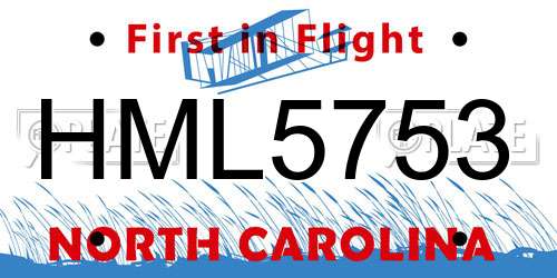 HML5753 North Carolina License Plate