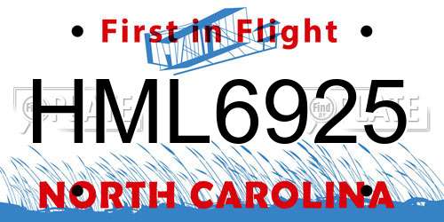 HML6925 North Carolina License Plate
